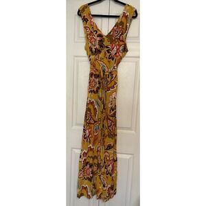 Loft Mustard Yellow Pink Floral Tied Long Maxi Dress Plus Size‎ 26 New Boho NWT